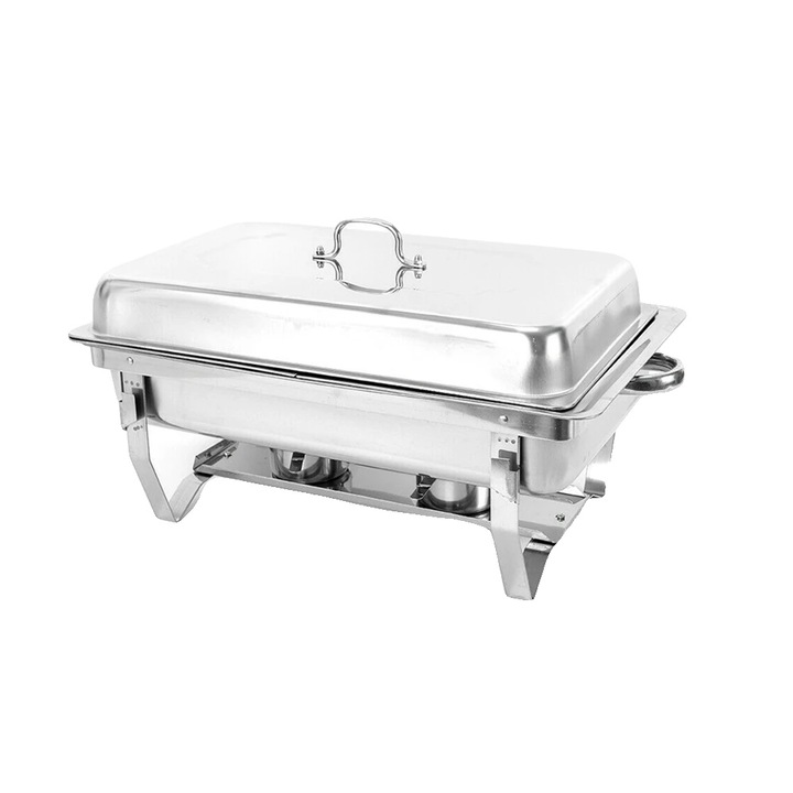 Комплект тави Gastronorm, елегантен дизайн, издръжлива неръждаема стомана, 2 отделения, 61x34x31 см