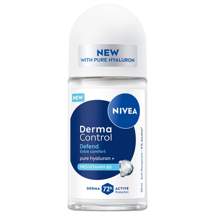 Deodorant roll-on NIVEA Derma Control Defend, protectie antiperspiranta 72 de ore, 50 ml