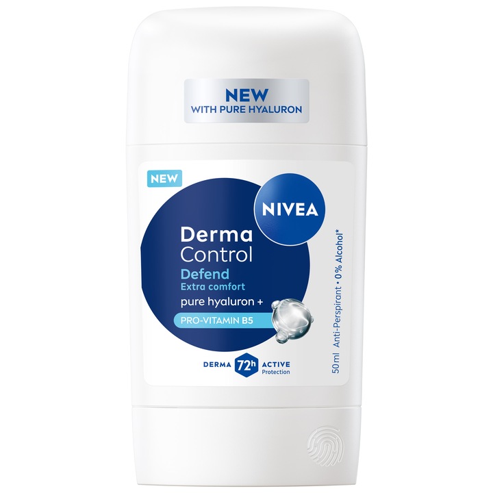 Deodorant stick NIVEA Derma Control Defend, protectie antiperspiranta 72 de ore, 50 ml