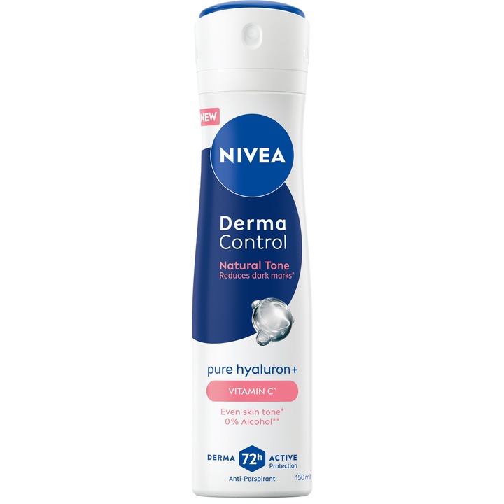 Дезодорант спрей NIVEA Derma Control Natural Tone, 72-часова дезодорираща защита, 150 мл