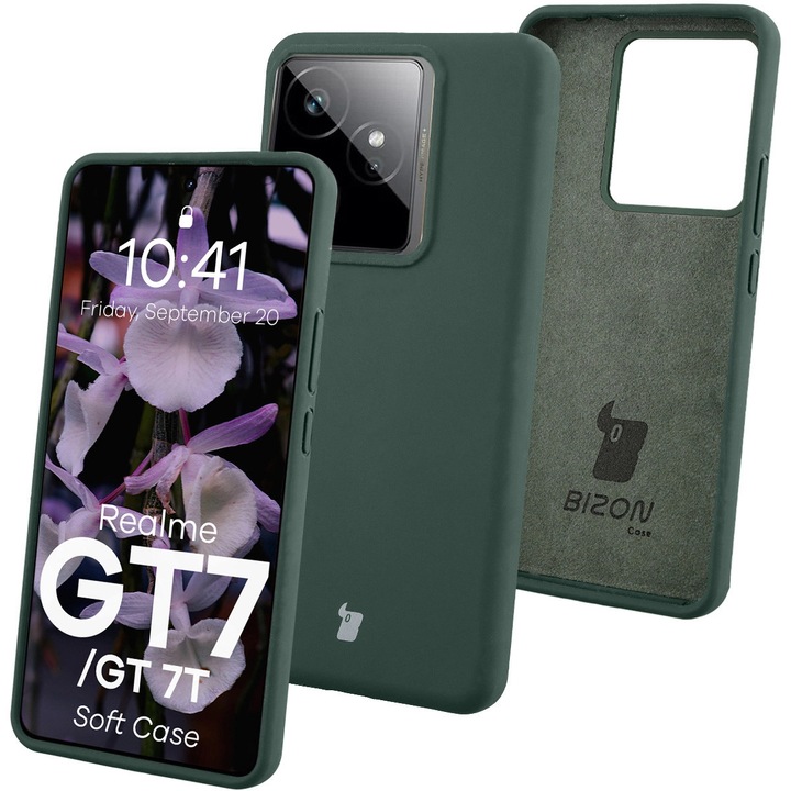 Калъф, Bizon Soft Case за Realme GT 7 / 7T, Тъмнозелено