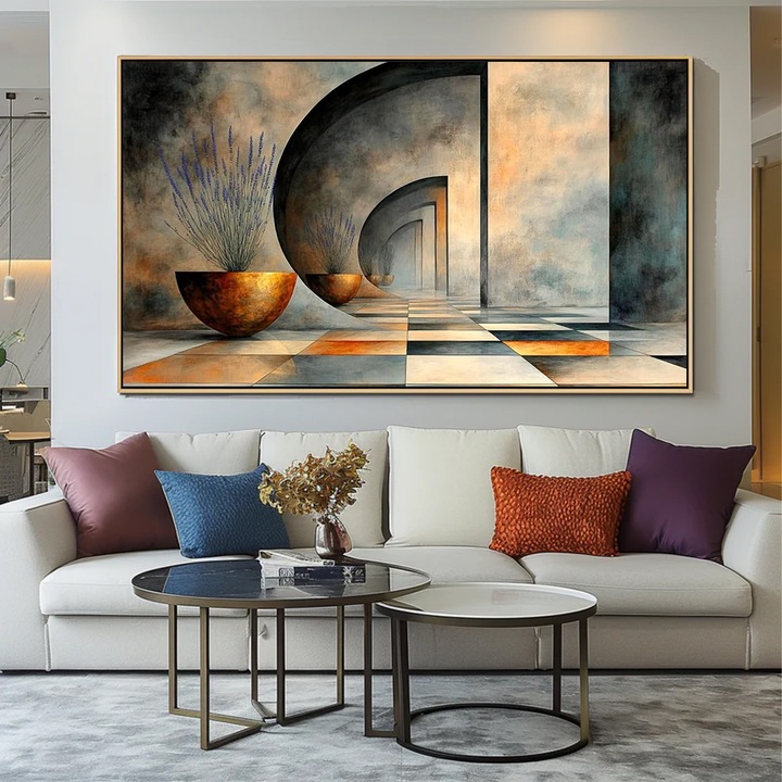 Tablou Abstract - Ascuns in Labirint - 70 x 100 cm, Tablouri Abstracte Premium, Decor Elegant pentru Living, Dormitor sau Hol, Cadou Inspirat, Tablou Modern, Sasiu din lemn, Vizio Tablouri Canvas®