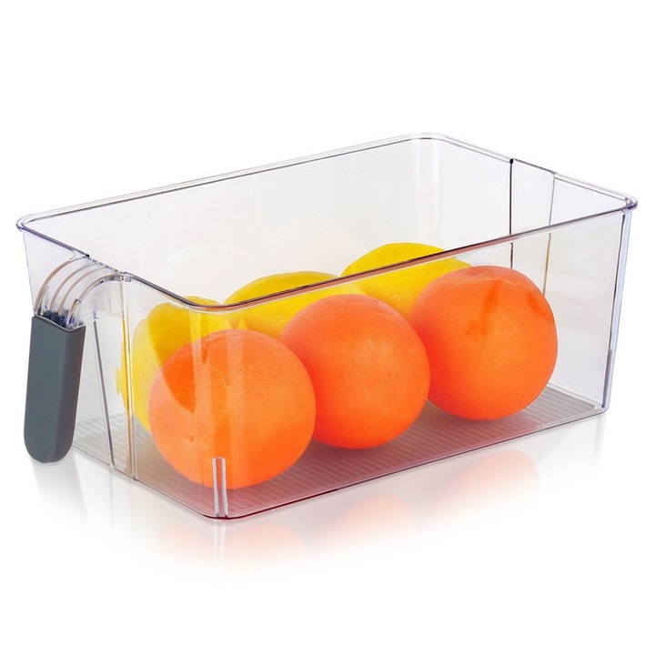 Organizator pentru Frigider, Artemis, 31x18x11,5cm, transparent, cu maner gri