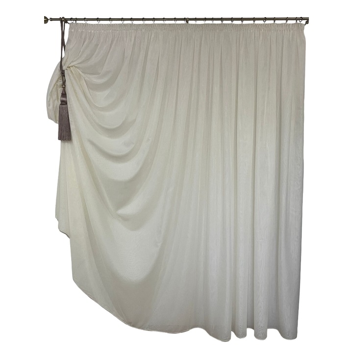 Perdea voal, culoare fildes, colectia "Premium Quality" by Liz Line, cu rejansa, 400x245cm-PD0484