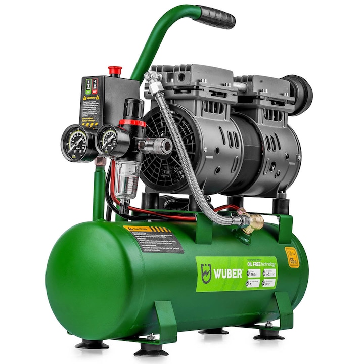 Compresor de aer silentios Wuber, putere 550W, rezervor 9L