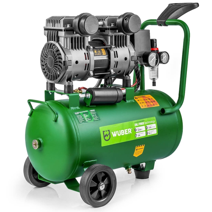 Compresor de aer silentios Wuber, putere 1200W, rezervor 24L