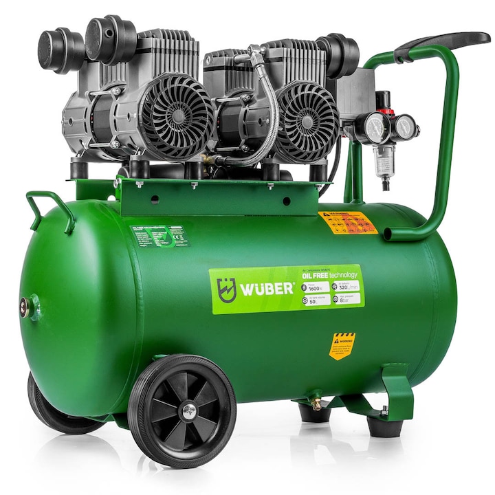 Compresor de aer silentios Wuber, putere 1600W, rezervor 50L, 4 cilindri