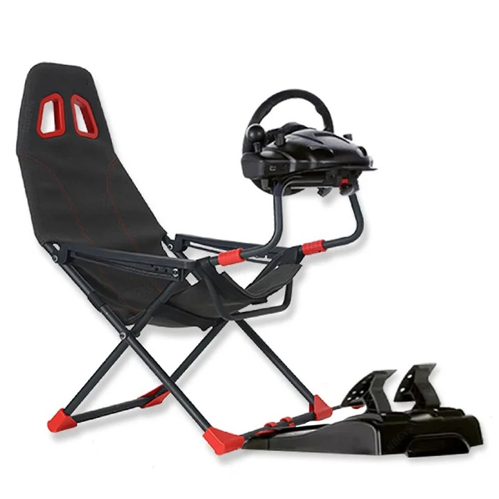 Simulator de curse, cockpit pliabil cu volan, pedale si schimbator de viteze, Force Feedback, Bluetooth, rotatie 180°, compatibil Xbox & Windows 11, Negru
