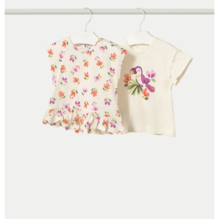 Set 2 tricouri fete Mayoral, 1047, Bumbac, Bej, Bej