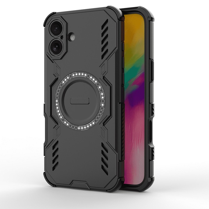 Carcasă pentru telefon, Stef's Cat, ArmorMag Case, Policarbonat, Negru, pentru iPhone 16 Plus