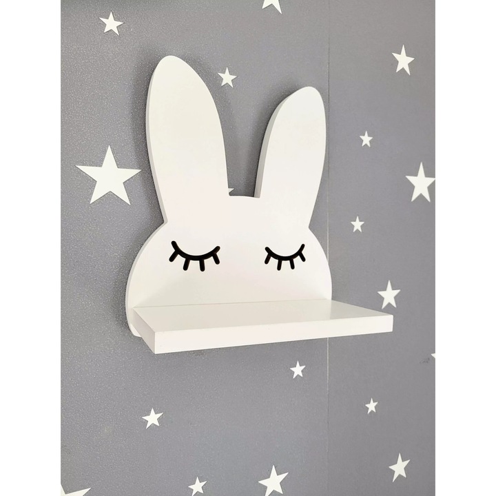 Gyerekpolc, Moliland, Kroliczek modell, fehér MDF, 18 mm, komplett összeszerelő készlet
