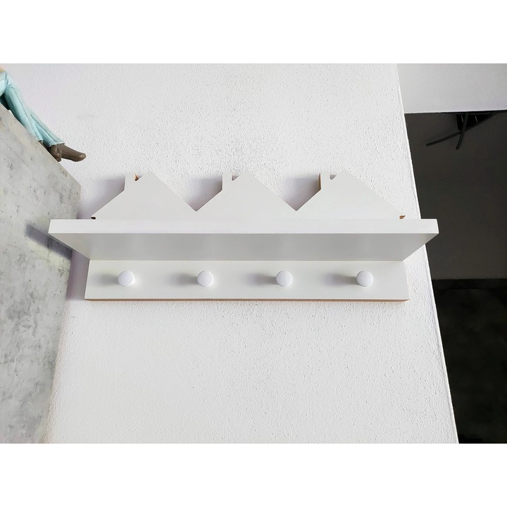 Moliland kabáttartó fogas, skandináv stílusú, fehér, 47x12cm