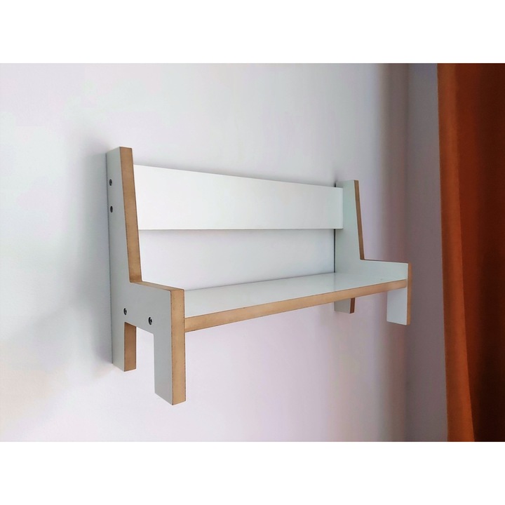 Függőpolc könyveknek és dekorációknak, Moliland, fehér MDF, 58x33cm, 19cm mély