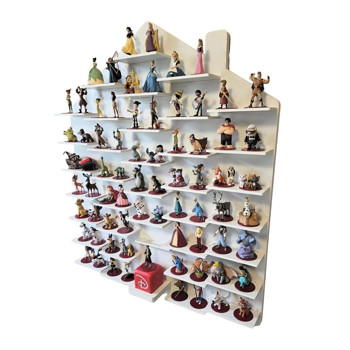 Raft expunere figurine Moliland, set cu suport pentru 72 figurine, alb