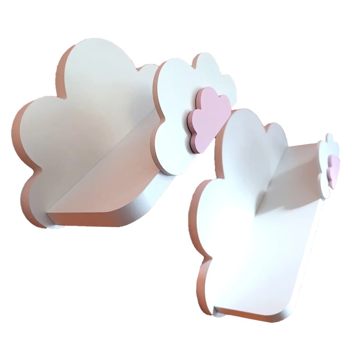 Rafturi chmurki set 3 bucati Fisia, Moliland, blaturi rotunjite, MDF 18mm, culoare personalizabila