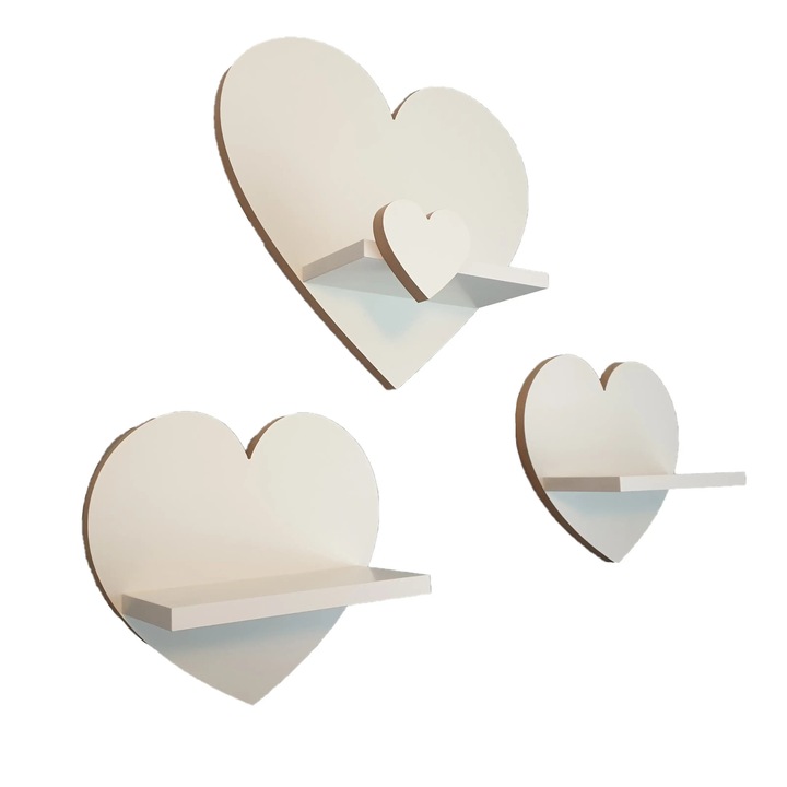 Set 3 rafturi Moliland, alb, 18mm