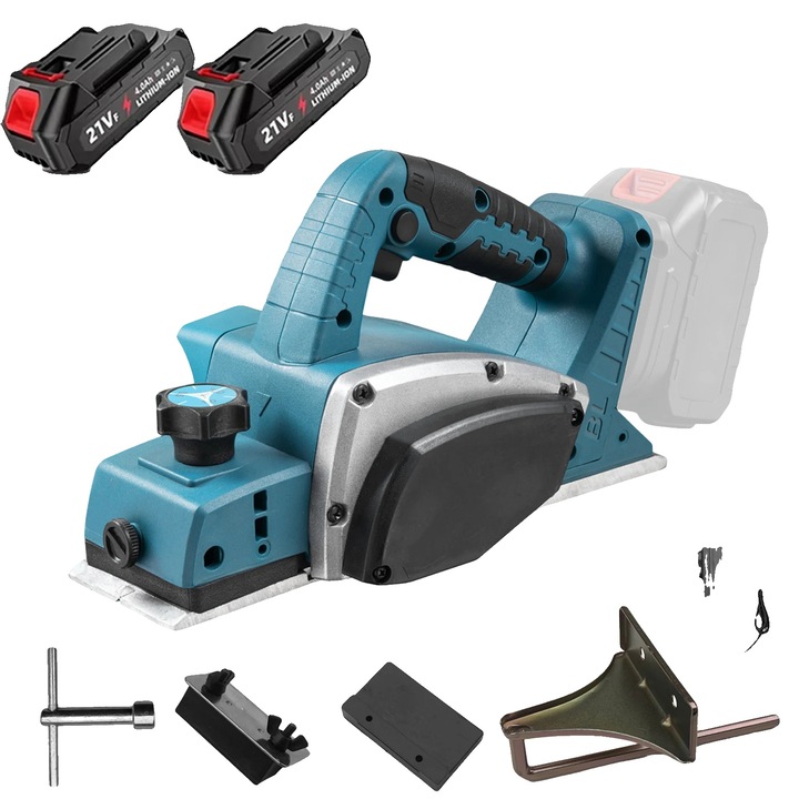 Rindel electric, motor fara perii, adancime de taiere ajustabila, 2 baterii, 30x15x18cm