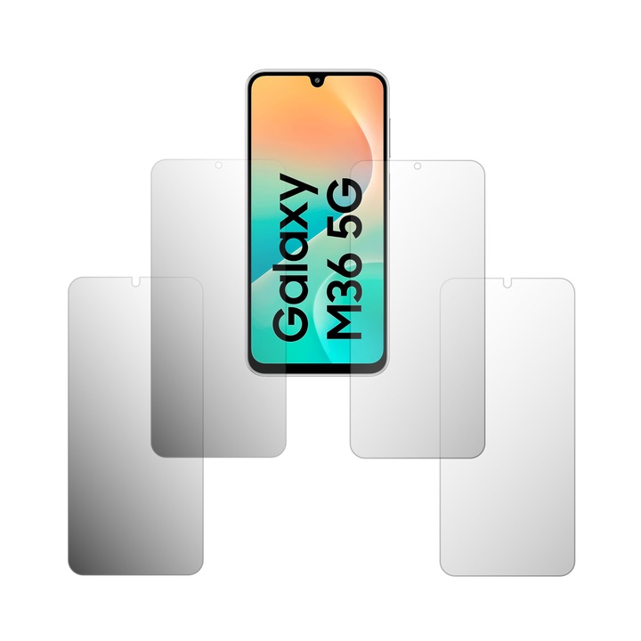 Set 4X Folie Protectie Ecran Folie24, pentru Samsung Galaxy M36, 2X Ultra-Clear + 2X Mate, Acoperire Full-Display si Case-Friendly, Adezive, Flexibile cu Auto Regenerare
