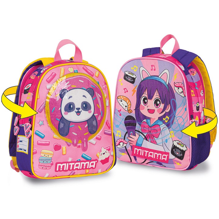 Ghiozdan prescolari Mitama 2 fete design fete Panda si cantareata