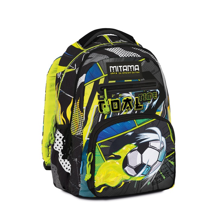 Mitama iskolatáska, 3 rekesz, Football mintás