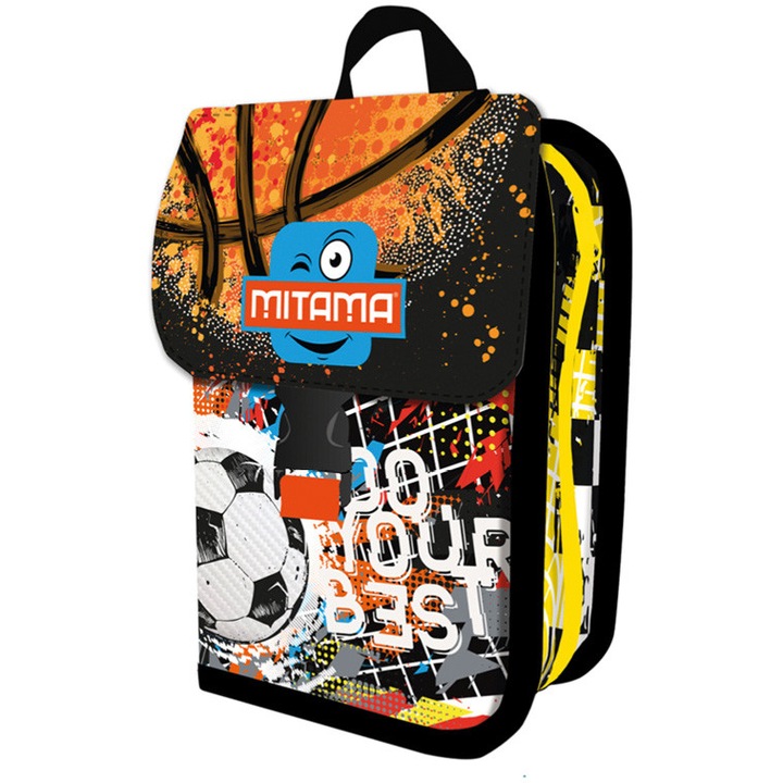 Mitama 1 rekeszes felszerelt tolltartó, 2 fül, Focimeccs