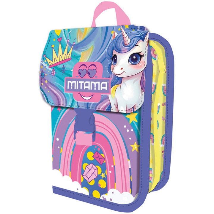 Mitama 1 rekeszes felszerelt tolltartó, 2 fül, Unikornis