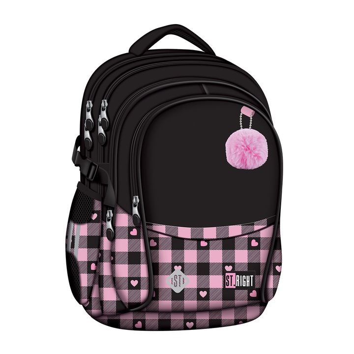 Ghiozdan BP01 ST Right colectia Pink Checkered 4 compartimente