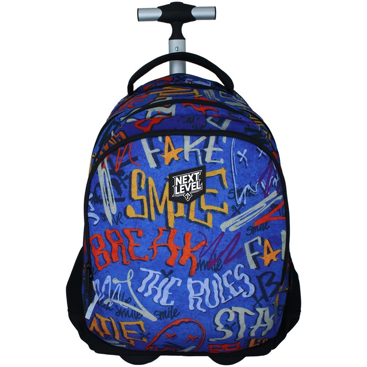 Troller Next Level 2 in 1 4 compartimente 48x33x19cm design albastru