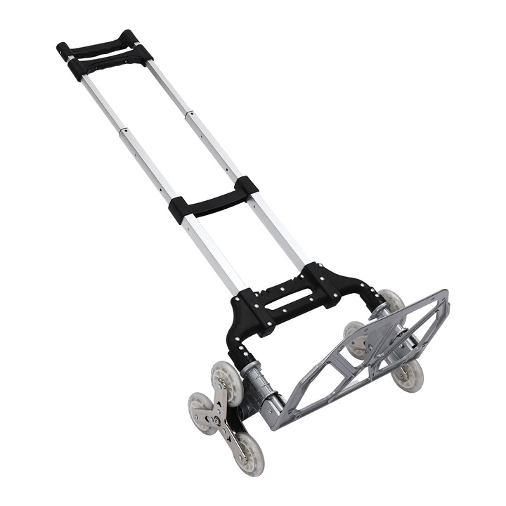 Carucior de transport, design pentru urcat scari, capacitate mare de incarcare, argintiu, 45x45x100cm