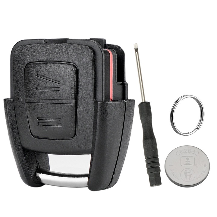 Калъф за ключ за кола с 2 бутона за Vauxhall Opel Astra G Zafira A Omega Vectra Frontera + Батерия + Ключодържател + отвертка