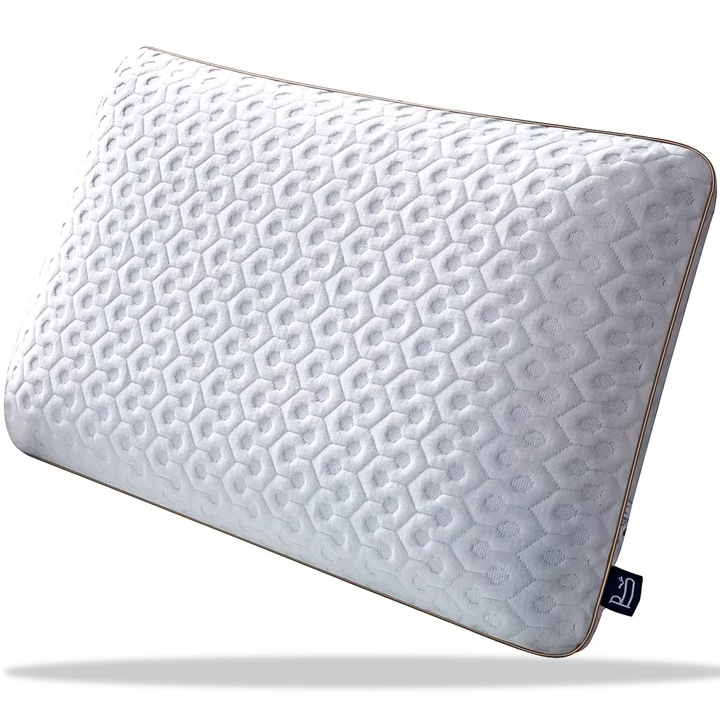 Perna Ortopedica Elindor® din Spuma cu Memorie cu Gel Memory Foam Pillow pentru Gat, Suport Cervical, Ergonomica, Anatomica, Hipoalergenica, Husa Detasabila Respirabila, Ideal pentru Dormit, 60x40x10 cm, Alb