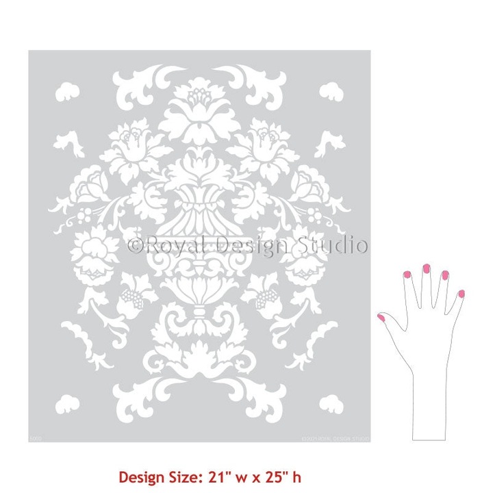 Sablon Perete vopsire, tencuiala dimensiune 900x600 x mm grosime 0,7mm Encantada Damask model MXSP7510