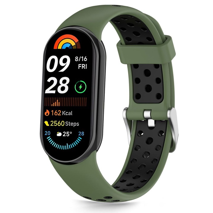 TECH-PROTECT Iconband Air műanyag szíj, kompatibilis a Xiaomi Mi Band 8 / 9 / 10 / NFC készülékkel, zöld
