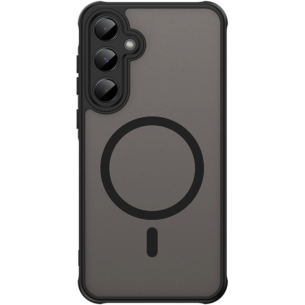 Husa cu magnet pentru Samsung Galaxy A55 5G, Magnetic Defense Remastered, Policarbonat mat, Spate fumuriu, Colturi cu protectie antisoc, Atasare magnetica, Wireless charging, Negru