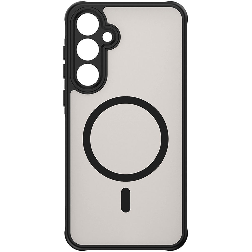 Husa cu magnet pentru Samsung Galaxy A55 5G, Magnetic Defense Remastered, Policarbonat mat, Spate fumuriu, Colturi cu protectie antisoc, Atasare magnetica, Wireless charging, Negru