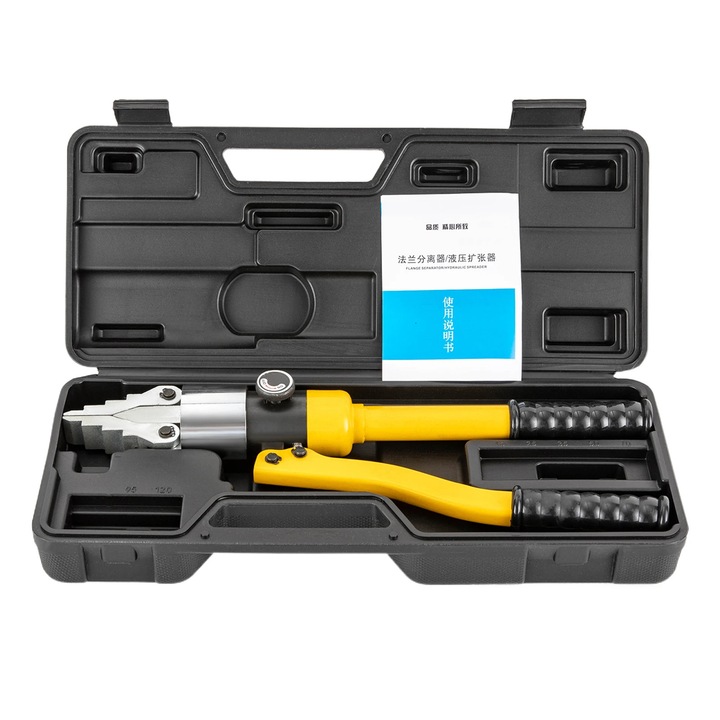 Despicator hidraulic YQ-30, 8 t, deschidere max. 30 mm, otel aliat, galben, cu cutie de depozitare