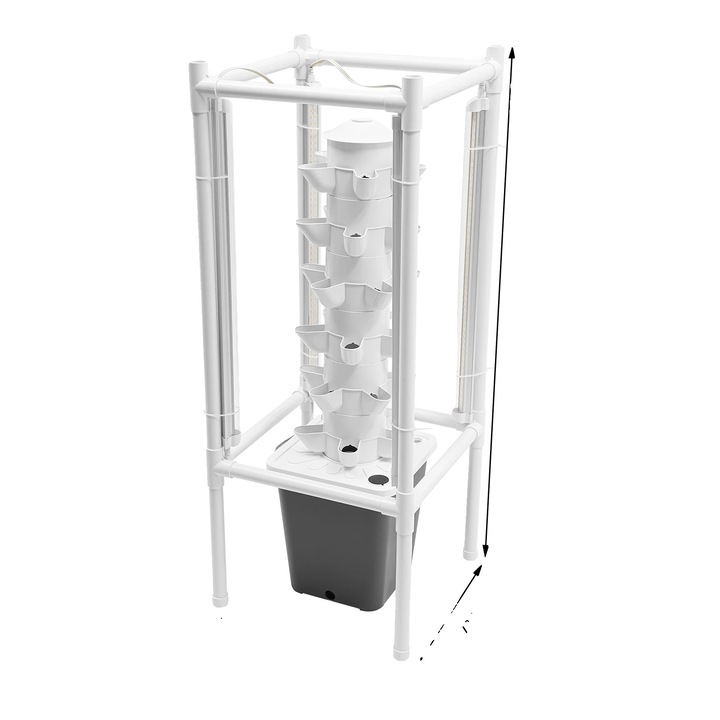 Kit de cultivare hidroponic, LED, Gri, 39x39x97cm