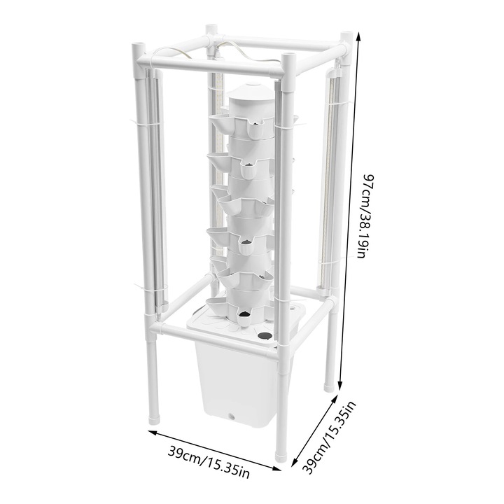 Kit de Cultivare Hidroponica, 6 Niveluri, Alb
