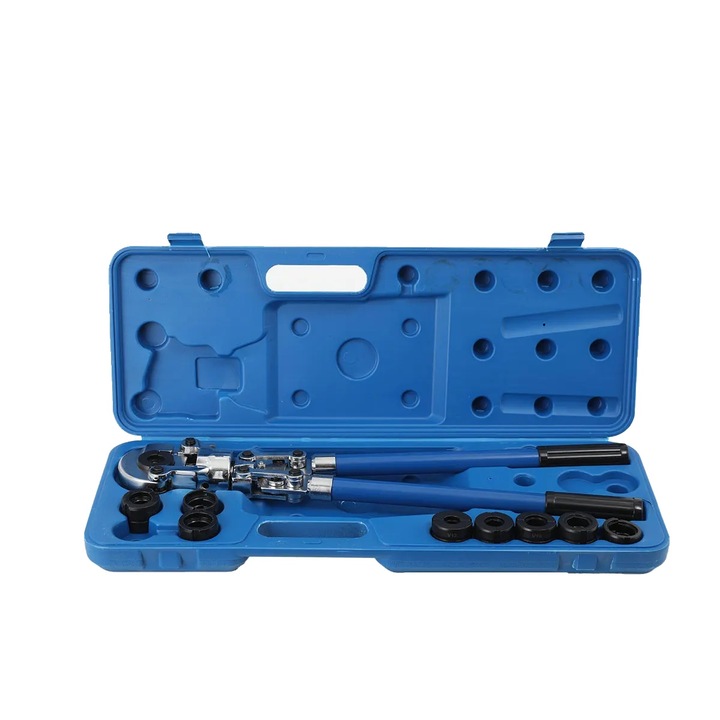 Cleste de crimpare, 40 otel crom, maner ergonomic, cap rotativ 360°, set cu 9 matrice