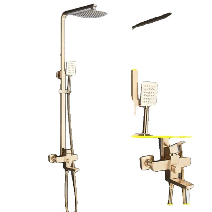 Set de dus, cap de dus cu ploaie, dus portabil, aur periat, 8 inch