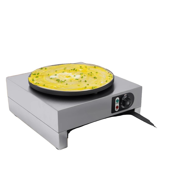 Aparat de preparat clatite, 3 kW, diametru 40 cm, suprafata antiaderenta, dimensiuni 48.5x45x24cm