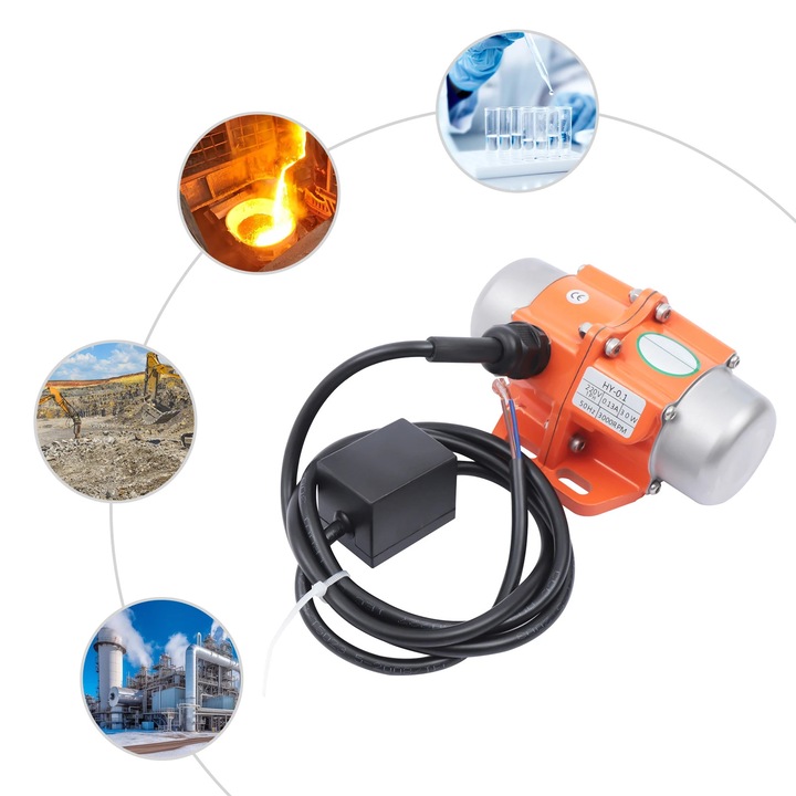Motoros vibrátor, elektromos, 30 W, egyfázisú, narancssárga, 220 V, kompakt, fémfeldolgozáshoz