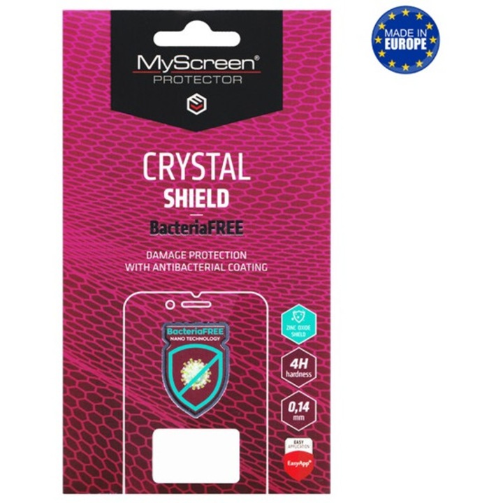 Myscreen crystal bacteriafree képernyővédő fólia, antibakteriális, 4h, nem íves, átlátszó, kompatibilis: Realme Note 60