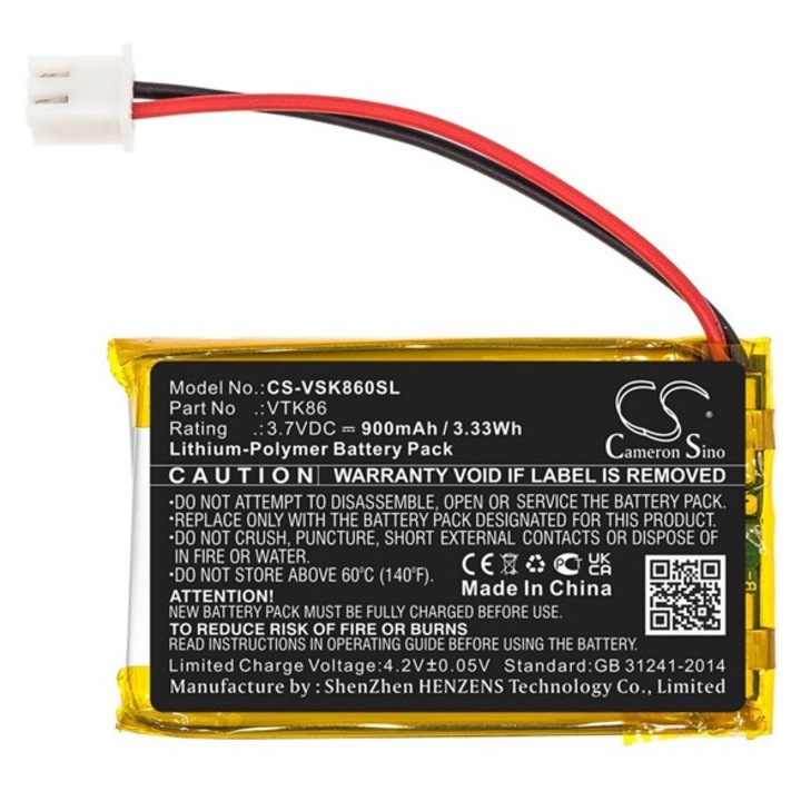 Cameron sino li-polymer akkumulátor, 3.7v, 900mAh, kompatibilis velocitek vtk86 kompatibilis-vel
