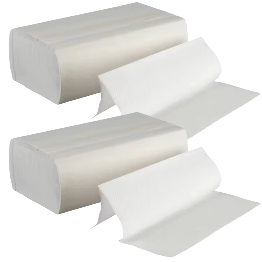 Set 2x Servetele Pliate in V, albe, 2 straturi, 21x23 cm, 150 buc/pachet