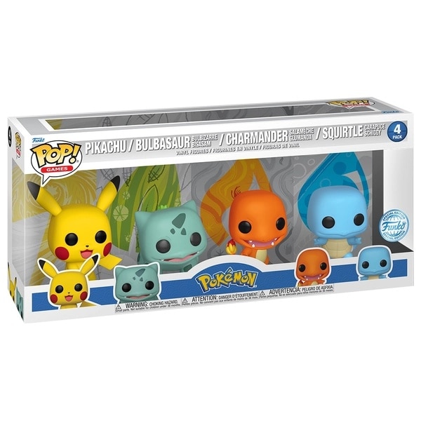Set 4 x Figurine Funko POP! Pokemon, Pikachu, Bulbasaur