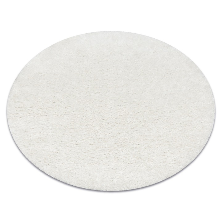 Covor DYWANY ŁUSZCZÓW BUENOS cerc 7001 shaggy uni, o singura culoare alb, cerc 150 cm