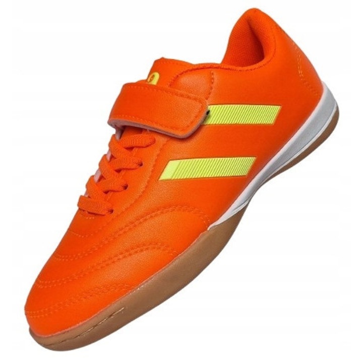 Детски обувки за футбол на закрито, оранжеви, екокожа