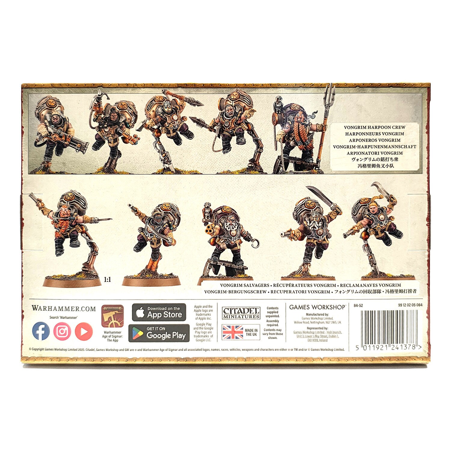 Games Workshop Warhammer – Kharadron Overlords – Vongrim Harpoon Crew / Salvagers – 5 Figurines Plastique – 32mm – 117 Pièces – Non Peintes