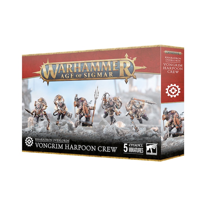 Разширение за игра Warhammer Age of Sigmar, Vongrim Harpoon Crew Kharadron Overlords, Games Workshop, 117 части, сиво